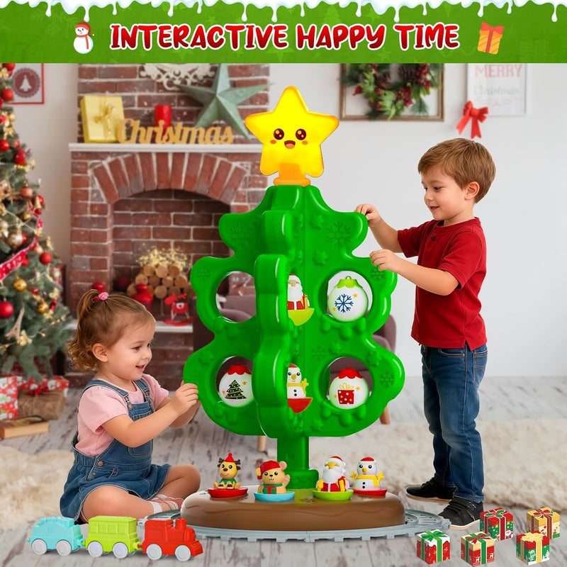Handwell My First Christmas Tree for Kids, Light Up Star Musical Toy Toddler Christmas Tree Decoration Toy Set with Colorful Ornaments DIY Train&Track, Roly Poly Toys, Finger Puppets Xmas Gifts for Boys Girl - Image 4
